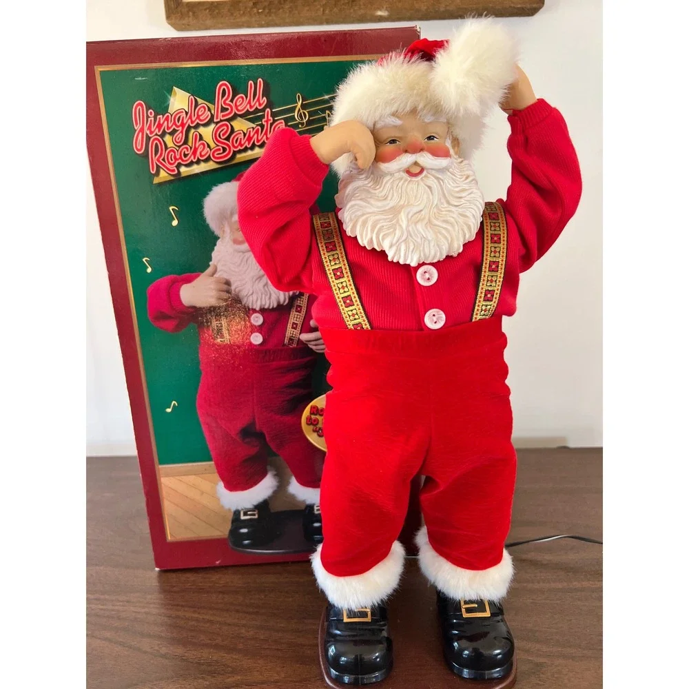 Vintage 1998 Jingle Bell Rock Santa Animated Dancing Musical Figure 60755 Boxed